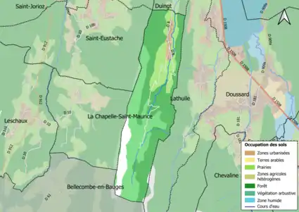 Carte en couleurs présentant l'occupation des sols.