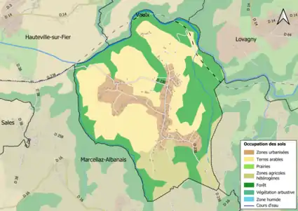 Carte en couleurs présentant l'occupation des sols.