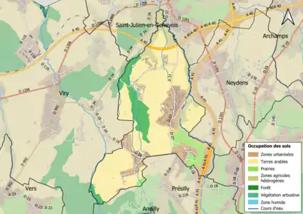 Carte en couleurs présentant l'occupation des sols.