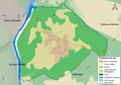 Carte en couleurs présentant l'occupation des sols.