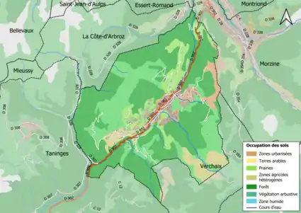 Carte en couleurs présentant l'occupation des sols.