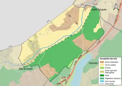 Carte en couleurs présentant l'occupation des sols.