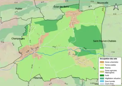 Carte en couleurs présentant l'occupation des sols.