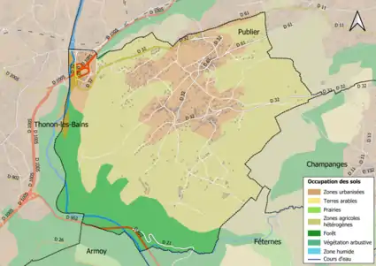 Carte en couleurs présentant l'occupation des sols.