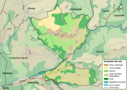 Carte en couleurs présentant l'occupation des sols.