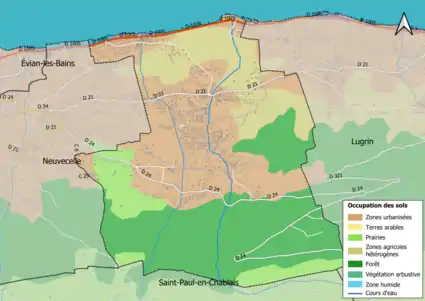 Carte en couleurs présentant l'occupation des sols.