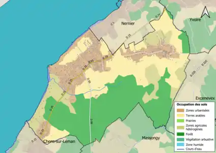 Carte en couleurs présentant l'occupation des sols.