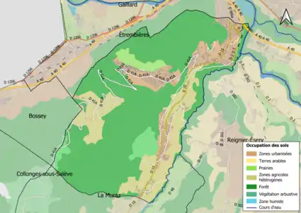 Carte en couleurs présentant l'occupation des sols.