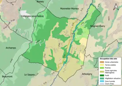 Carte en couleurs présentant l'occupation des sols.