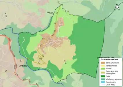 Carte en couleurs présentant l'occupation des sols.