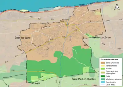 Carte en couleurs présentant l'occupation des sols.