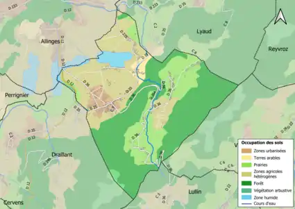 Carte en couleurs présentant l'occupation des sols.