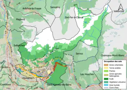 Carte en couleurs présentant l'occupation des sols.