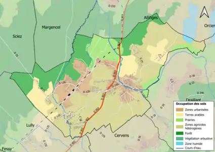 Carte en couleurs présentant l'occupation des sols.