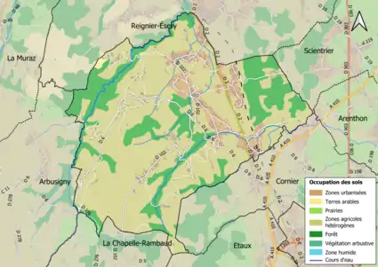 Carte en couleurs présentant l'occupation des sols.