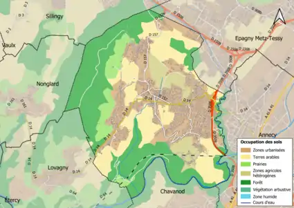 Carte en couleurs présentant l'occupation des sols.