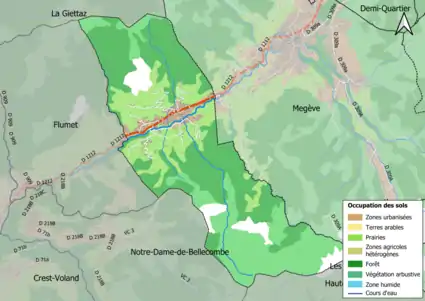 Carte en couleurs présentant l'occupation des sols.