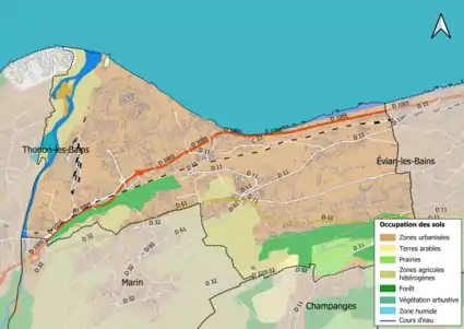 Carte en couleurs présentant l'occupation des sols.