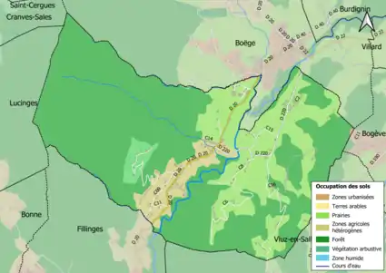 Carte en couleurs présentant l'occupation des sols.