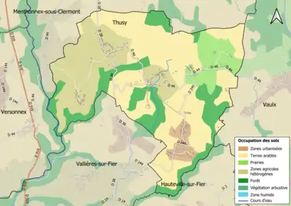 Carte en couleurs présentant l'occupation des sols.