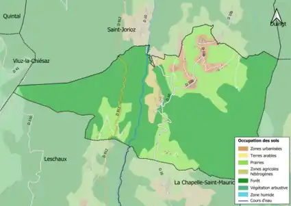 Carte en couleurs présentant l'occupation des sols.