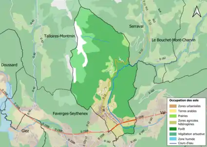 Carte en couleurs présentant l'occupation des sols.