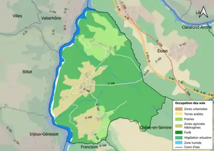 Carte en couleurs présentant l'occupation des sols.