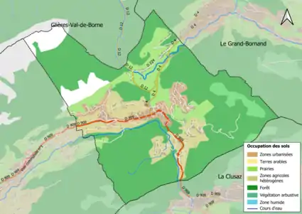 Carte en couleurs présentant l'occupation des sols.