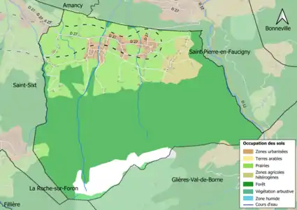 Carte en couleurs présentant l'occupation des sols.