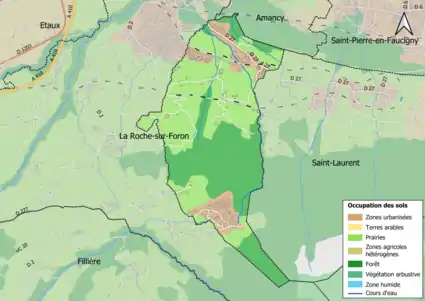 Carte en couleurs présentant l'occupation des sols.