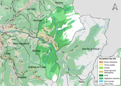 Carte en couleurs présentant l'occupation des sols.