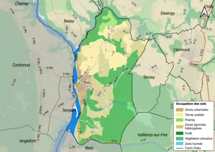 Carte en couleurs présentant l'occupation des sols.