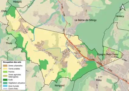 Carte en couleurs présentant l'occupation des sols.