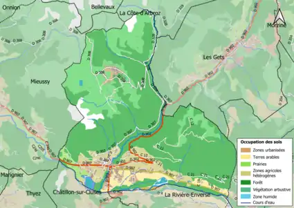 Carte en couleurs présentant l'occupation des sols.