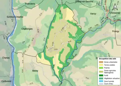 Carte en couleurs présentant l'occupation des sols.