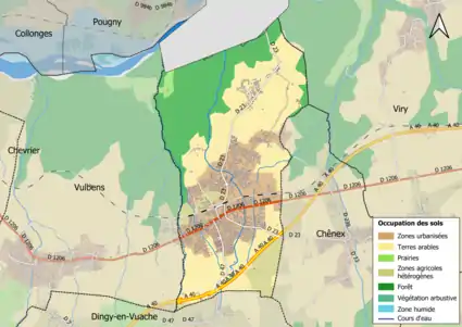 Carte en couleurs présentant l'occupation des sols.