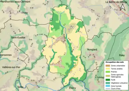 Carte en couleurs présentant l'occupation des sols.