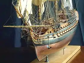 Les vaisseaux de 74 canons évoluent régulièrement. Dans les années 1780 leur coque est progressivement doublée de cuivre pour les rendre plus rapides.