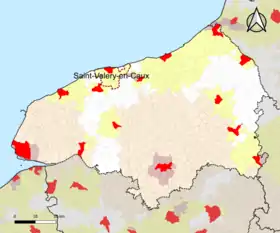 Localisation de l'aire d'attraction de Saint-Valery-en-Caux dans le département de la Seine-Maritime.
