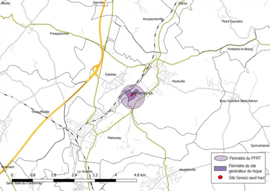 Périmètre du PPRT de la zone de Montville.