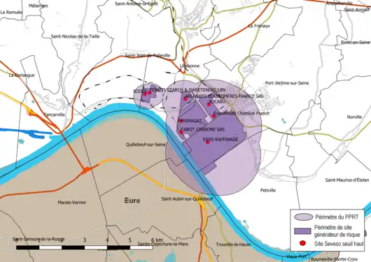 Périmètre du PPRT de la zone de Port-Jérôme.