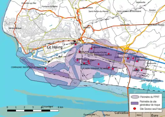 Périmètre du PPRT de la ZIP du Havre.