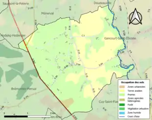 Carte en couleurs présentant l'occupation des sols.