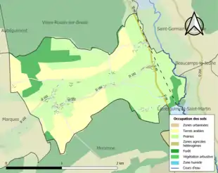 Carte en couleurs présentant l'occupation des sols.