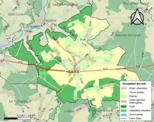 Carte en couleurs présentant l'occupation des sols.