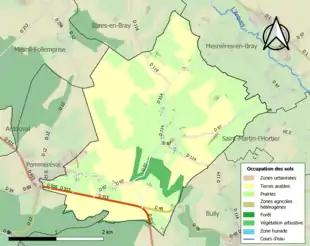 Carte en couleurs présentant l'occupation des sols.