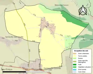 Carte en couleurs présentant l'occupation des sols.