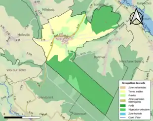 Carte en couleurs présentant l'occupation des sols.