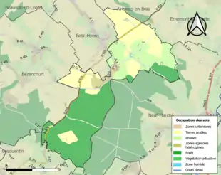 Carte en couleurs présentant l'occupation des sols.