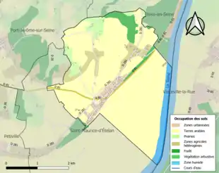 Carte en couleurs présentant l'occupation des sols.